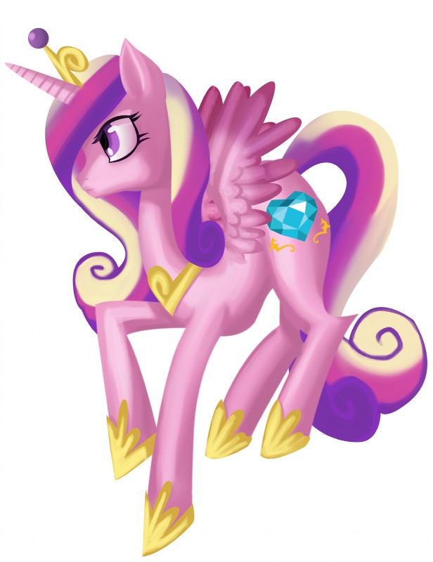 crown cutie_mark feathered_wings feathers female feral hair headgear horn multicolored_hair pink_body pink_feathers purple_eyes quadruped simple_background solo tail white_background wings fauxsquared friendship_is_magic hasbro my_little_pony mythology princess_cadance_(mlp) equid equine mammal mythological_creature mythological_equine winged_unicorn absurd_res hi_res