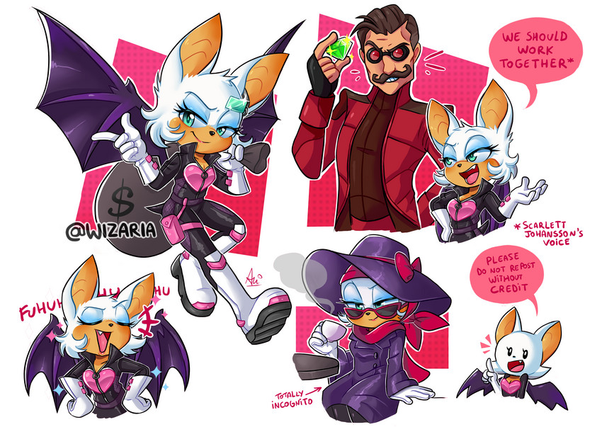dr. eggman and rouge the bat (sonic the hedgehog (series) and etc) created by wizaria