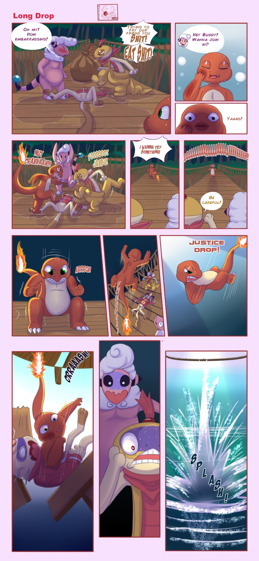 bruised charging_up dialogue group male pile_driver screaming text unconscious asderzx nintendo pokemon andros_(asderzx) lee_the_meowth_(asderzx) randal_(asderzx) teeteeh_(asderzx) charmander flaaffy generation_1_pokemon generation_2_pokemon generation_5_pokemon generation_6_pokemon meowth pokemon_(species) scraggy absurd_res comic english_text hi_res