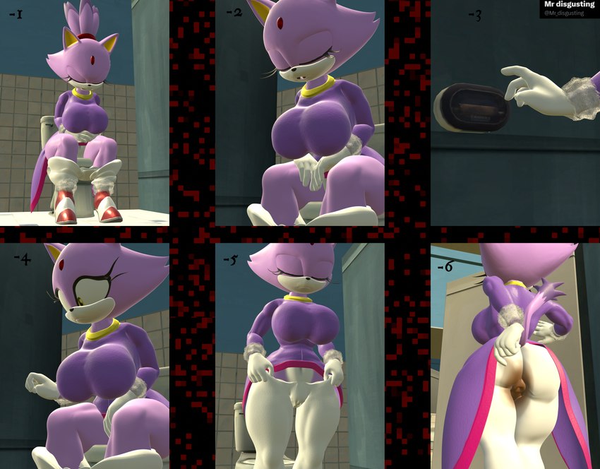 accident big_breasts breasts clothing feces female leggings legwear navel scatplay shart solo stain stained_clothing stained_underwear thick_thighs tight_clothing toilet toilet_use white_clothing white_leggings white_legwear wide_hips mr_disgusting sega sonic_the_hedgehog_(series) blaze_the_cat felid feline mammal 3d_(artwork) absurd_res digital_media_(artwork) hi_res