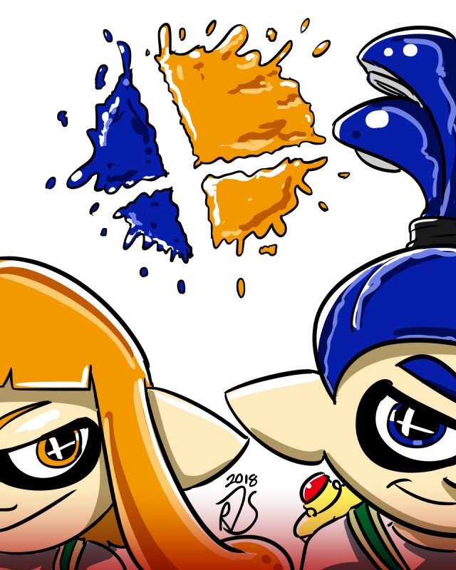 blue_eyes duo eyemask eyewear female humanoid_pointy_ears ink_tank_(splatoon) male orange_eyes pointy_ears pseudo_hair simple_background smile tentacle_hair tentacles white_background ronnieraccoon nintendo splatoon super_smash_bros. super_smash_bros._ultimate inkling_boy inkling_girl john_(splatoon) kaori_(splatoon) animal_humanoid cephalopod cephalopod_humanoid humanoid inkling marine marine_humanoid mollusk mollusk_humanoid 2018 4:5 digital_drawing_(artwork) digital_media_(artwork) hi_res signature