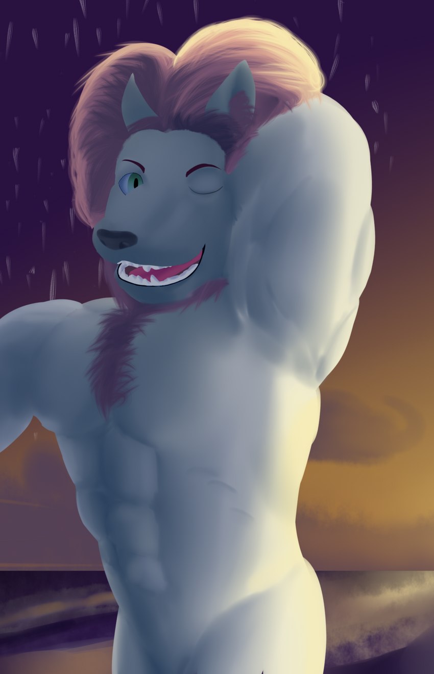 anthro athletic athletic_anthro athletic_male biceps eyebrows fur hair half-closed_eyes king looking_at_viewer male male_anthro muscular muscular_anthro muscular_male narrowed_eyes nude pecs royalty simple_background smile solo standing white_body white_fur morinkashi cartoon_network mao_mao:_heroes_of_pure_heart king_snugglemagne_xxv felid feline lion mammal pantherine digital_media_(artwork) hi_res