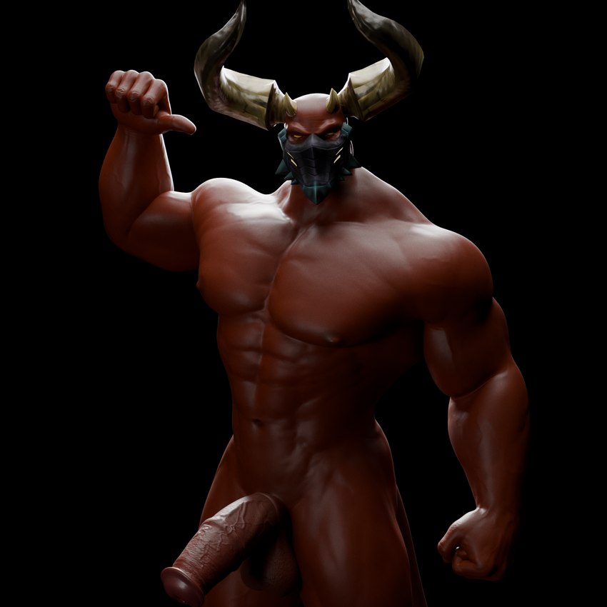 2_horns abs animal_genitalia animal_penis balls biceps black_background equine_genitalia equine_penis genitals horn male mask muscular muscular_male navel nipples nude pecs penis red_body red_skin simple_background solo vein veiny_muscles veiny_penis yellow_eyes voluox hi-rez_studios paladins_(game) raum_(paladins) demon humanoid 1:1 3d_(artwork) digital_media_(artwork) hi_res