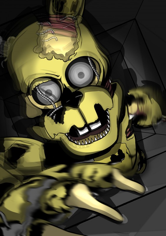 bone buckteeth crawling grey_eyes lying machine male metallic_body motion_blur on_front open_mouth sharp_teeth simple_background skull skull_head teeth vent wire shu_20625 five_nights_at_freddy's freddy_fazbear's_pizzeria_simulator scottgames scraptrap_(fnaf) william_afton_(fnaf) animatronic lagomorph leporid mammal rabbit robot 2018 absurd_res digital_media_(artwork) hi_res