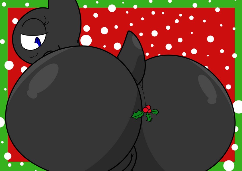 accidental_holly anthro big_butt black_body butt female genitals half-closed_eyes holidays holly_(plant) huge_butt hyper hyper_butt kiss_my_ass looking_back narrowed_eyes nude plant pussy smile solo cyandrive98 christmas heart_(cyandrive98) bat mammal absurd_res hi_res