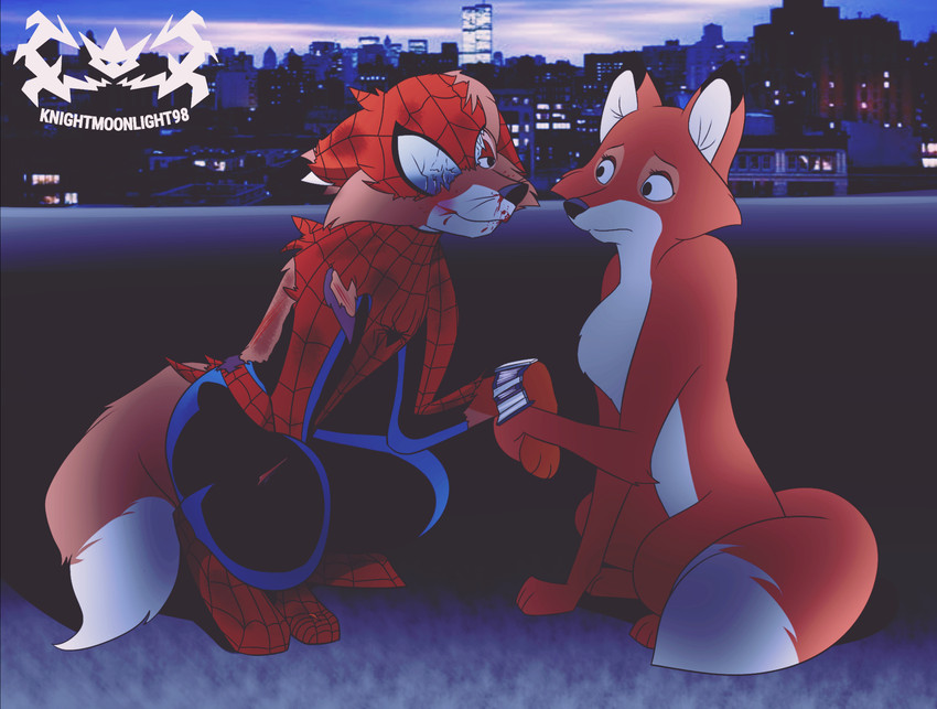 spider-man, tod, and vixey (the fox and the hound and etc) created by knightmoonlight98