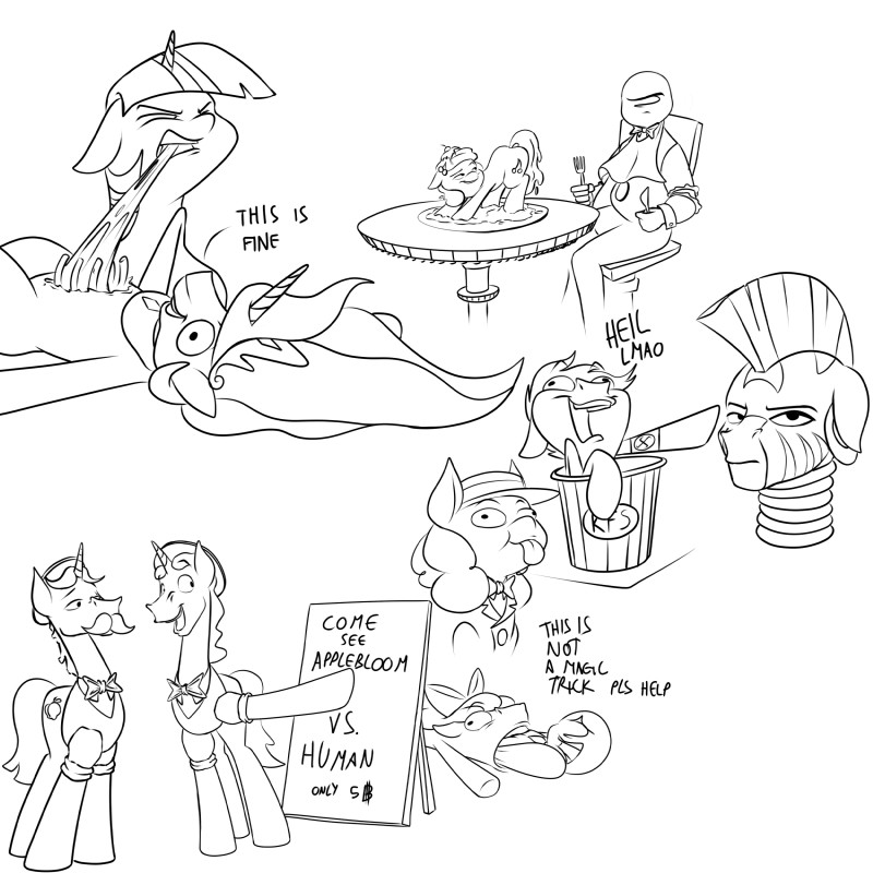 armband cannibalism feet_first female feral gore group hair horn identical_twins lmao nazi nazi_armband nightmare_fuel ribs swastika text vore anontheanon friendship_is_magic hasbro my_little_pony mythology this_is_fine anon apple_bloom_(mlp) flam_(mlp) flim_(mlp) princess_celestia_(mlp) twilight_sparkle_(mlp) zecora_(mlp) earth_pony equid equine horse mammal mythological_creature mythological_equine pony unicorn zebra 1:1 2018 absurd_res black_and_white english_text hi_res monochrome brother_(lore) brothers_(lore) sibling_(lore) twins_(lore)