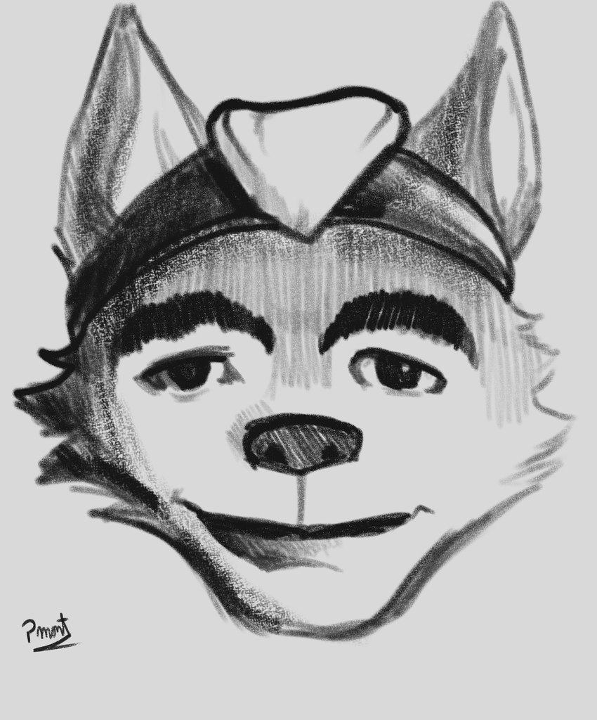 anthro cursed_image eyebrows face_focus humor lips looking_at_viewer male parody smile smiling_at_viewer solo pinumontbalou epic_games ever_dream_this_man? fortnite this_man wendell_(fortnite) canid canine canis mammal wolf absurd_res headshot_portrait hi_res lol_comments meme monochrome portrait