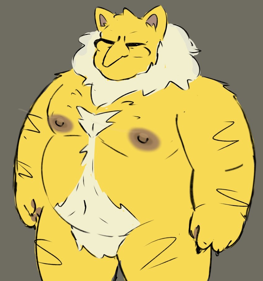 anthro anthrofied belly big_belly body_hair chest_hair claws fur hair hairy male mature_anthro mature_male moobs nipples overweight overweight_anthro overweight_male paws pubes simple_background slightly_chubby solo white_hair yellow_body smut_leo nintendo pokemon generation_1_pokemon hypno_(pokemon) pokemon_(species) hi_res