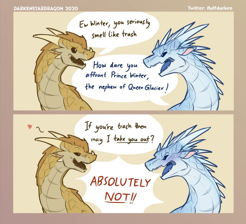 qibli and winter (wings of fire and etc) created by darkenstardragon