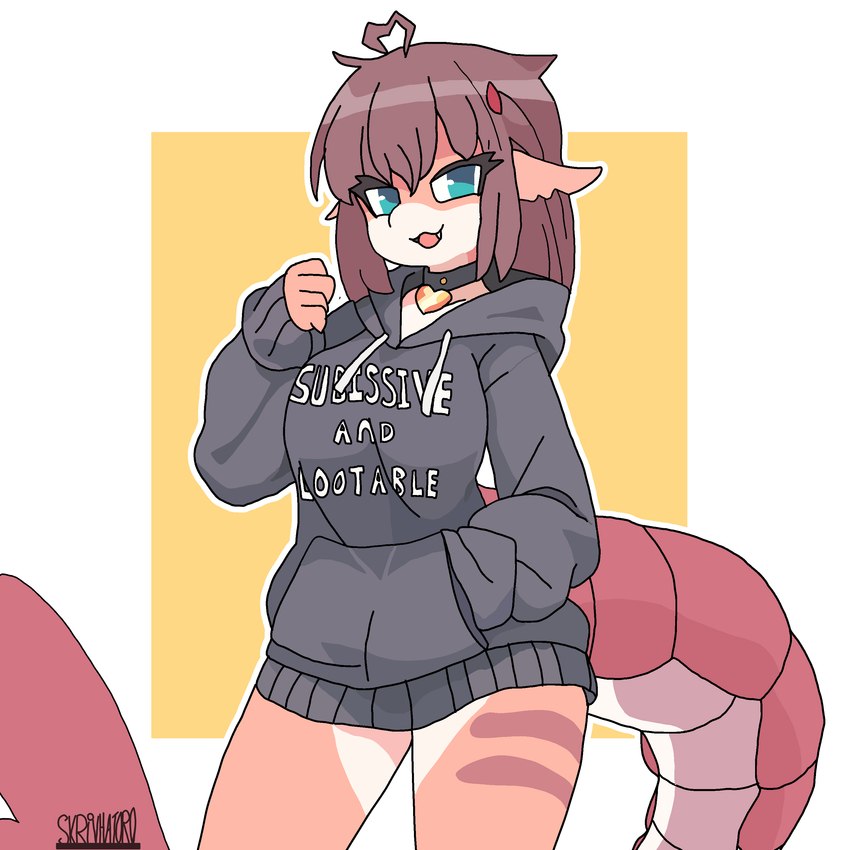 anthro bottomless clothed clothing collar female hand_in_pocket hoodie hoodie_only humor joke pockets solo topwear topwear_only skrivhatoro naimark_(skrivhatoro) arthropod crustacean marine shrimp 1:1 absurd_res hi_res