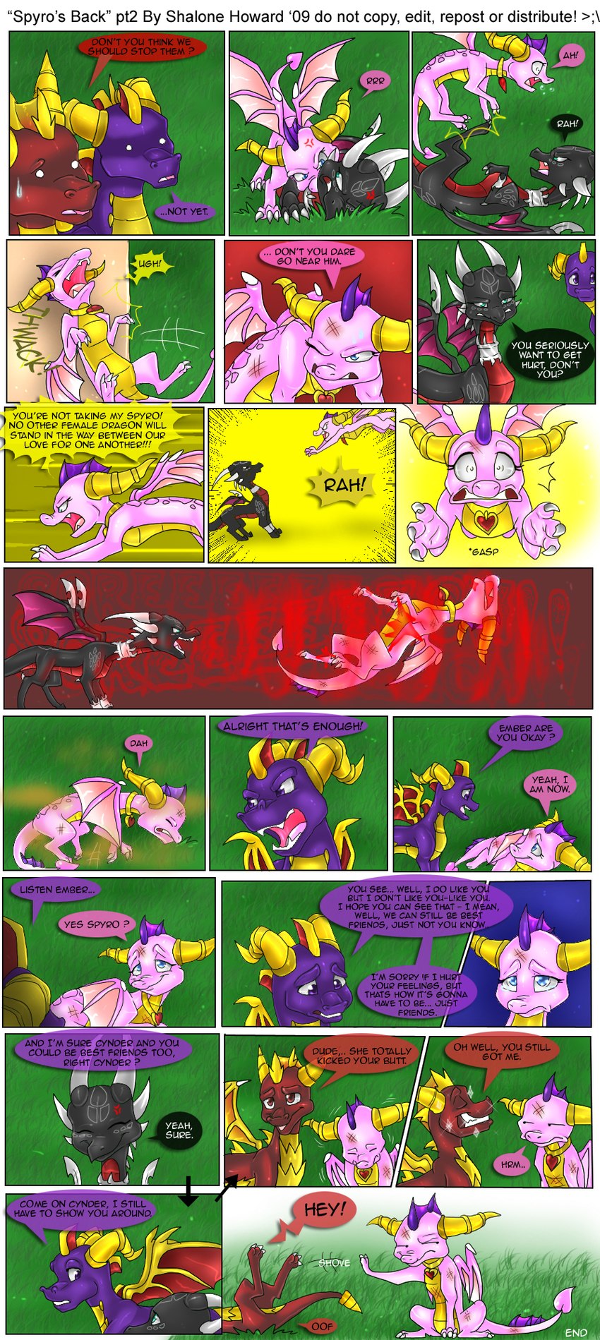 2_horns angry beaten breath_powers charging dialogue female feral fight flirting group horn jewelry male multi_horn necklace pinned pinned_to_ground pushing tail teeth text wings shalonesk activision mythology spyro_the_dragon the_legend_of_spyro cynder ember_(spyro) flame_(spyro) spyro dragon elemental_creature mythological_creature mythological_scalie scalie 2009 comic dated digital_media_(artwork) english_text hi_res