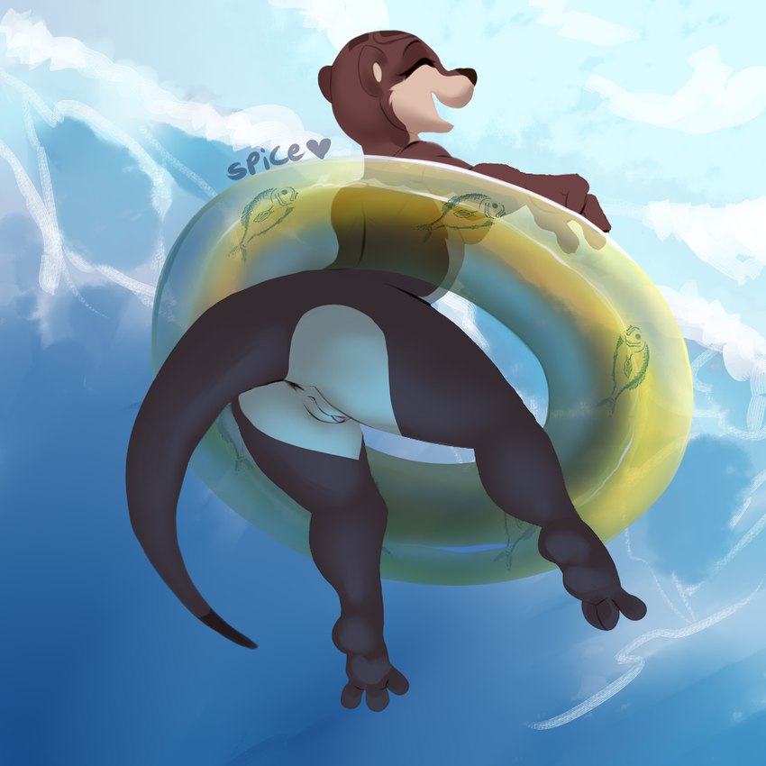 3_toes anthro anus breasts butt feet female genitals plantigrade pussy short short_stack soles solo spread_toes swimming toes underwater water spice_the_otter spice_(character) mammal mustelid otter 1:1