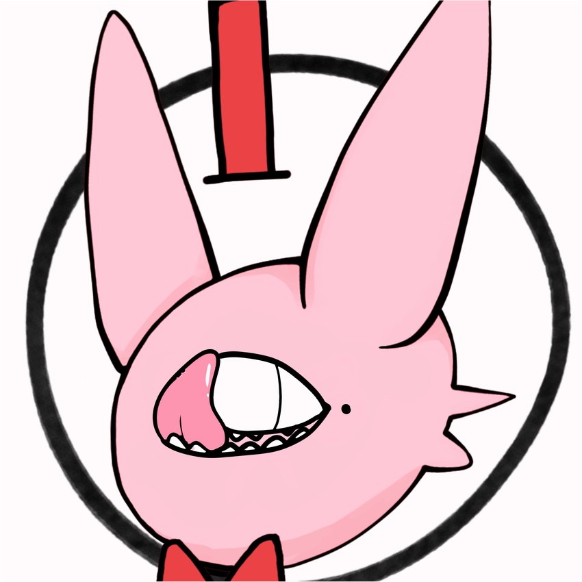 1_eye bow_tie circle clothing eye_mouth fur hat headgear headwear mouth_eye pink_body pink_ears pink_fur pink_tongue red_bow_tie red_clothing red_hat red_headwear simple_background solo tongue top_hat unusual_anatomy white_background conditional_dnp uniquesoul1600 top_hat_bunny_(bedsheetwalking) lagomorph leporid mammal rabbit waddling_head 1:1 absurd_res headshot_portrait hi_res icon portrait male_(lore)