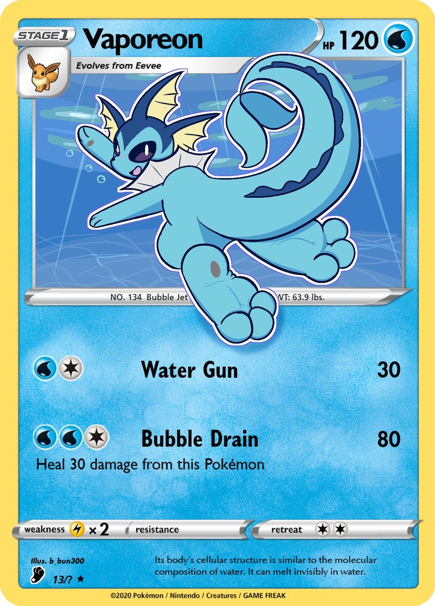 3_toes ambiguous_gender card_edit curling_toes feet foot_focus fur open_mouth pawpads paws pokemon_card smile soles solo tail tcg_card text toes trading_card trading_card_game b_bun300 nintendo pokemon eeveelution generation_1_pokemon pokemon_(species) vaporeon english_text hi_res