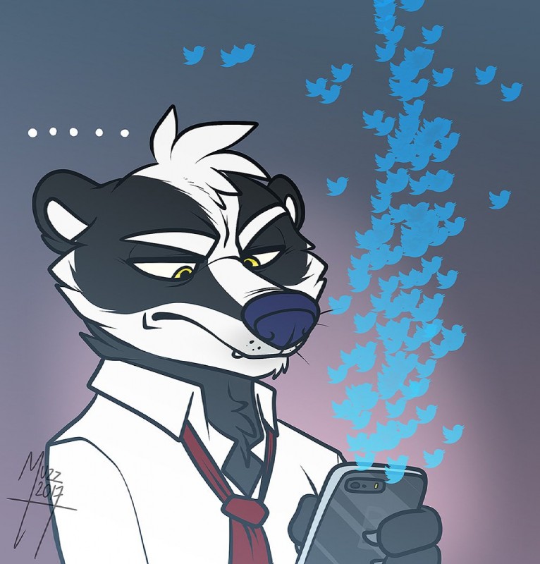 anthro male solo unimpressed muzz boozybadger badger mammal mustelid musteline 2017