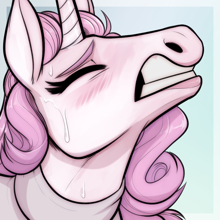 anthro blush bodily_fluids eyelashes eyes_closed female hair horn pink_hair solo sweat sweatdrop teeth keadanger mythology rosie_(roselynn_meadow) equid equine mammal mythological_creature mythological_equine unicorn 1:1 2023 hi_res icon