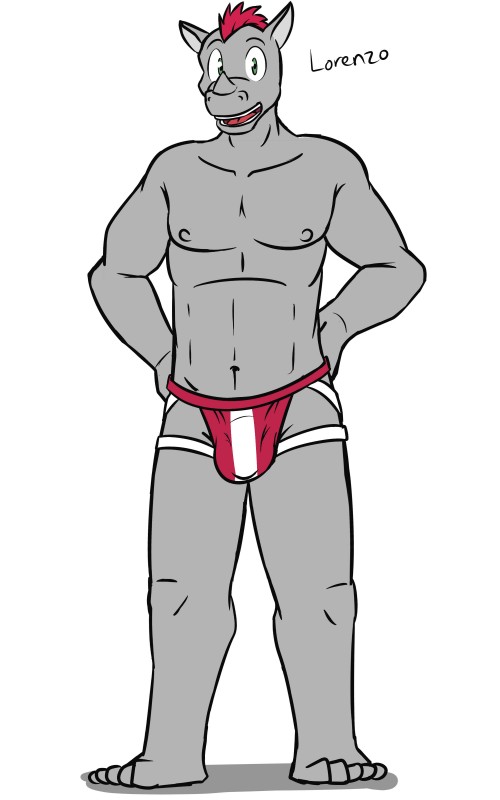 anthro bulge clothed clothing jockstrap male solo topless underwear fuze texnatsu lorenzo_(texnatsu) mammal rhinoceros 5:8 absurd_res character_name hi_res