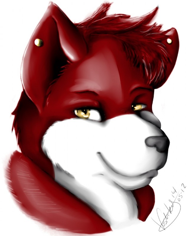 anthro looking_at_viewer male simple_background smile solo white_background yellow_eyes voshiket canid canine canis mammal wolf 4:5 hi_res