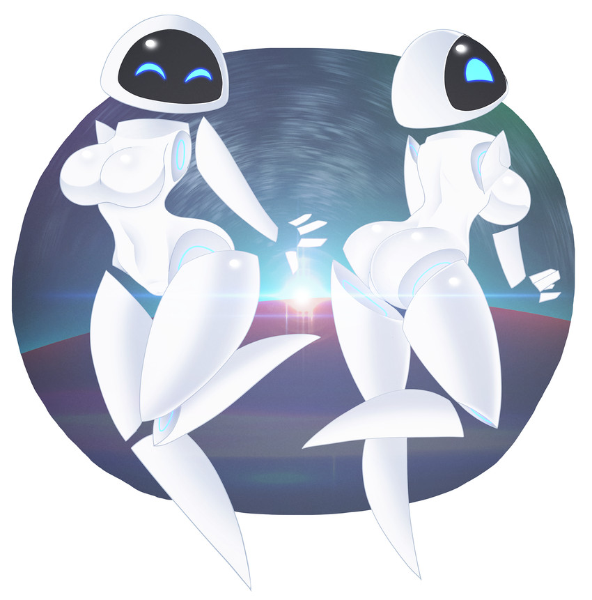 big_breasts blue_eyes breasts butt eyes_closed female looking_back machine not_furry nude nude_female nude_humanoid solo lonlon disney pixar wall-e eve_(wall-e) extraterrestrial_vegetation_evaluator humanoid robot hi_res