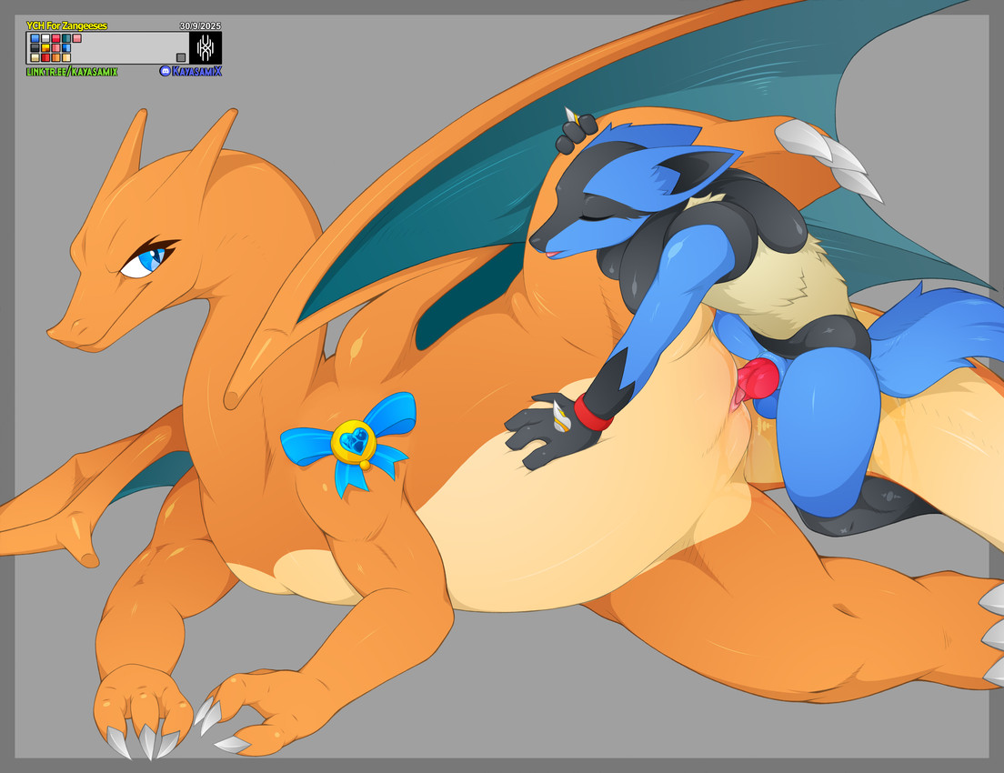 accessory animal_genitalia animal_penis anthro anthro_on_feral anthro_penetrating anthro_penetrating_female anthro_penetrating_feral balls belly bestiality blue_body blue_eyes bracelet claws duo ears_back erection eyelashes eyes_closed female female_feral female_penetrated feral feral_penetrated finger_claws fur genitals hand_on_belly humanoid_genitalia humanoid_genitalia_on_feral humanoid_vulva humanoid_vulva_on_feral interspecies jewelry knot larger_female larger_feral larger_penetrated leg_glider_position logo lying male male/female male_anthro male_on_feral male_penetrating male_penetrating_female open_mouth orange_body penetration penis pivoted_ears raised_leg red_penis sex simple_background size_difference slightly_chubby slightly_chubby_female smaller_anthro smaller_male smile spread_legs spread_vulva spread_wings spreading tail text toe_claws vaginal vaginal_penetration vulva wings kayasamix fakemon mythology nintendo pokemon canid canine charizard dragon generation_1_pokemon generation_4_pokemon humanoid lizard lucario mammal mythological_creature mythological_scalie pokemon_(species) reptile scalie 2025 absurd_res colored detailed hi_res traditional_media_(artwork)