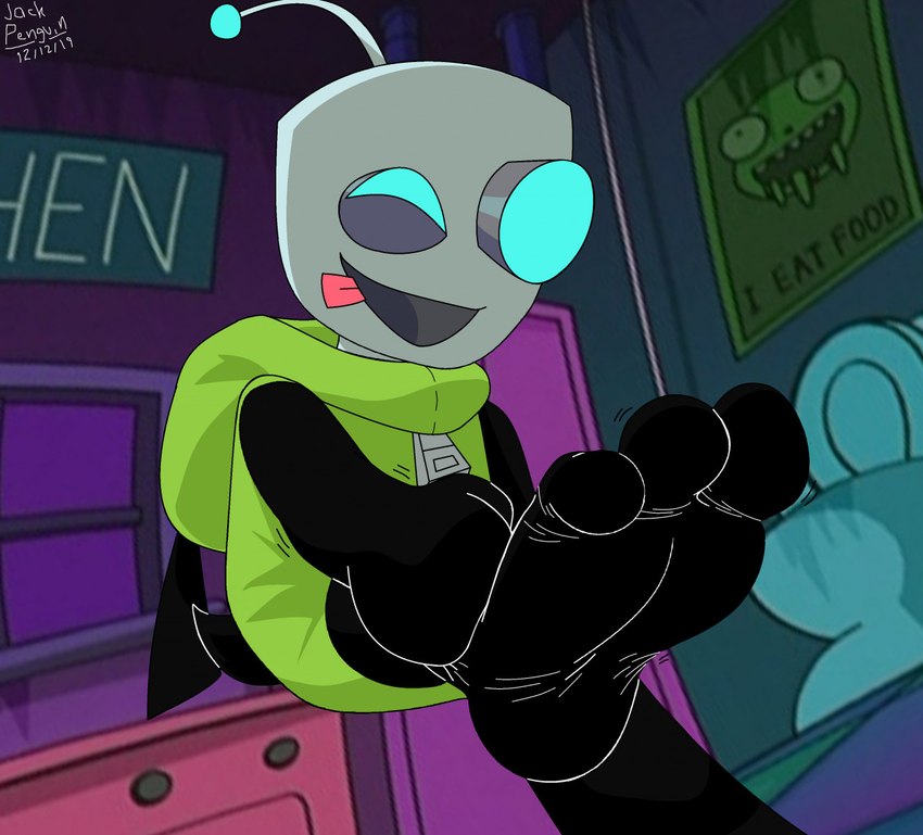 3_toes ambiguous_gender clothing costume feet foot_focus humanoid_feet machine plantigrade soles solo toes tongue tongue_out pinwin invader_zim nickelodeon gir_(invader_zim) humanoid robot sir_unit