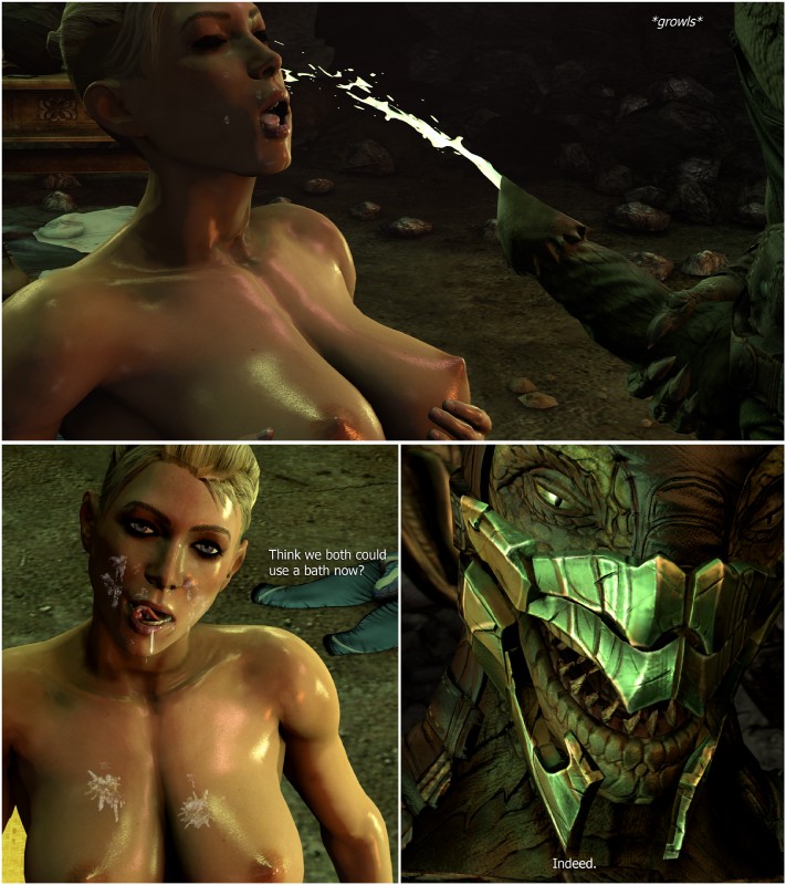 anthro big_breasts bodily_fluids breasts cum cum_on_face cumshot dialogue duo ejaculation female female_on_anthro genital_fluids human_focus human_on_anthro interspecies male male/female male_on_human muscular muscular_female not_furry_focus nude orgasm text smokescreen117 mortal_kombat cassie_cage reptile_(mortal_kombat) human lizard mammal reptile saurian_(mortal_kombat) scalie 2018 3d_(artwork) digital_media_(artwork) english_text hi_res