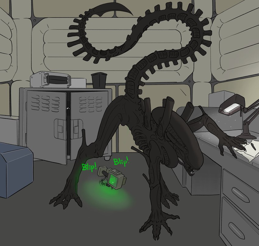 ass_up being_watched detailed_background duo female furniture hiding lamp looking_at_another motion_tracker not_furry open_mouth teeth xenopera alien:_isolation alien_(franchise) alien humanoid xenomorph 2020 absurd_res digital_media_(artwork) hi_res