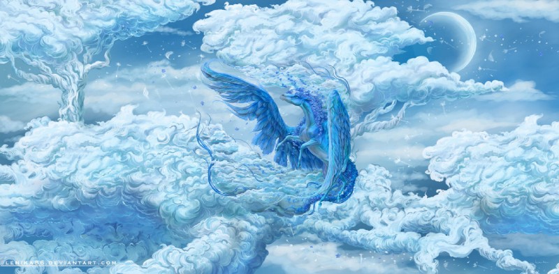 ambiguous_gender cloud fantasy feral flower flying hair outside plant quadruped sky skyscape solo wings lenika mythology equid equine mammal mythological_creature mythological_equine pegasus 2013 digital_media_(artwork)