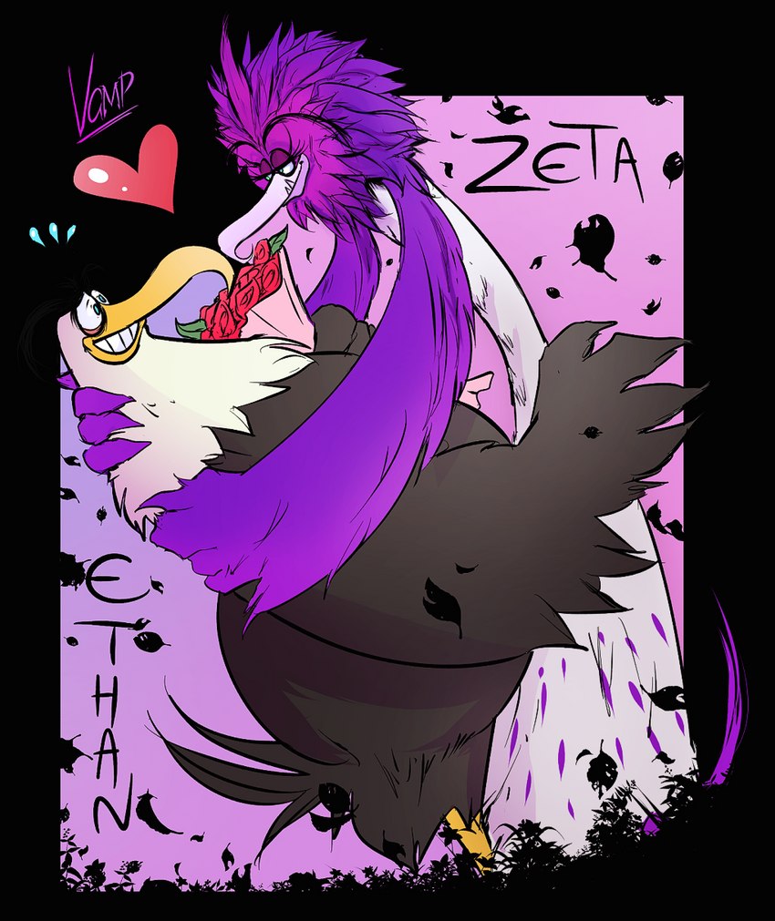 anthro beak duo feathers female flower heart_symbol hug male male/female plant rose_(flower) tail tail_feathers domesticvamp angry_birds rovio_entertainment sega the_angry_birds_movie mighty_eagle zeta_(angry_birds) accipitrid accipitriform avian bird eagle 2021 hi_res